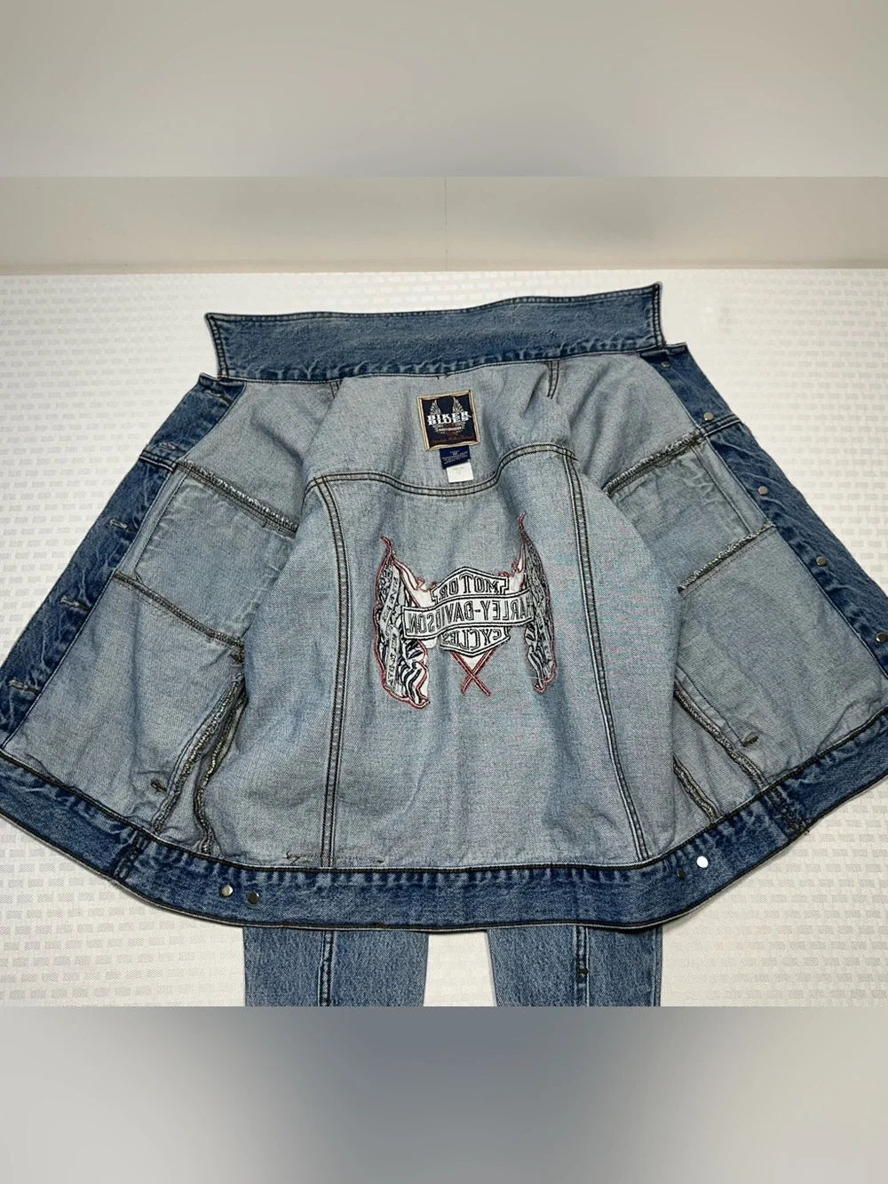 Vintage 80s 90s Harley Davidson Motorcycles Biker Blues Women's M Jean Jacket